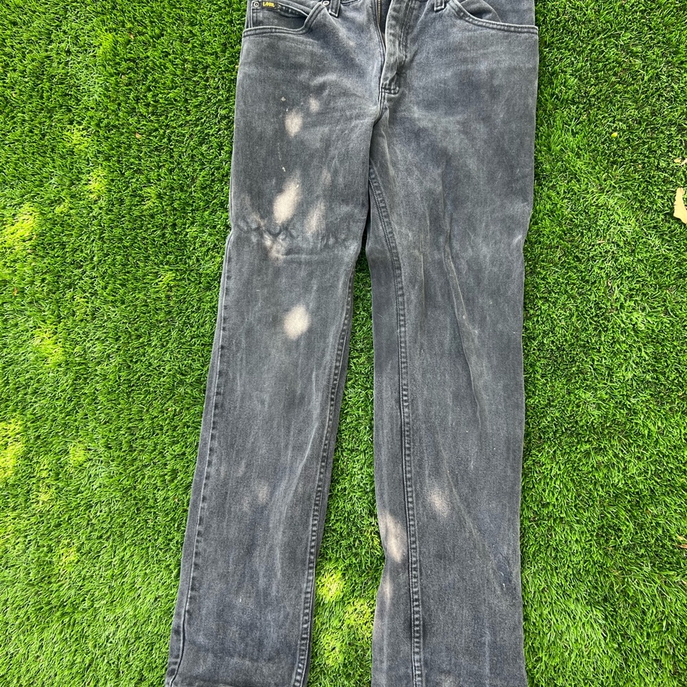 VINTAGE LEE. Distressed Black Denim Regular Fit Jeans